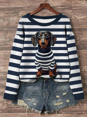 Teckel Chien Art Imprimer Pull Femme