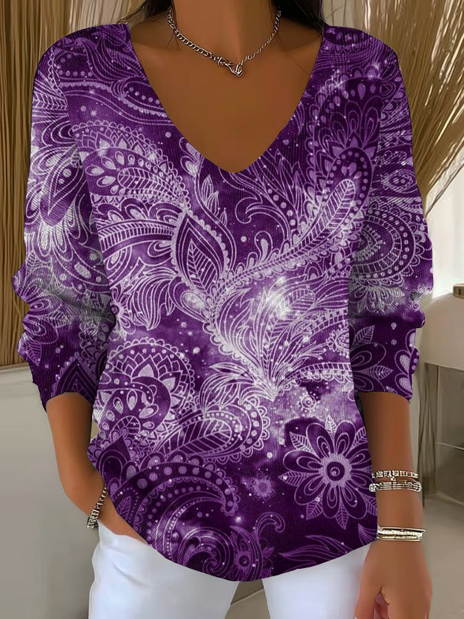Top Décontracté Imprimé Art Violet Femme