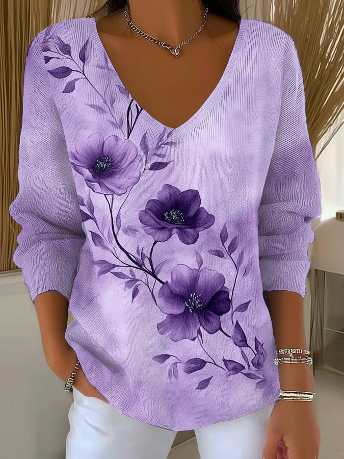 Top Décontracté Imprimé Art Violet Femme