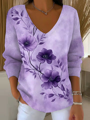 Top Décontracté Imprimé Art Violet Femme