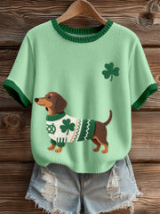 St. Patrick's Day inspiré Teckel Motif Knit Top des femmes
