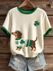 St. Patrick's Day inspiré Teckel Motif Knit Top des femmes