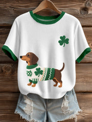 St. Patrick's Day inspiré Teckel Motif Knit Top des femmes