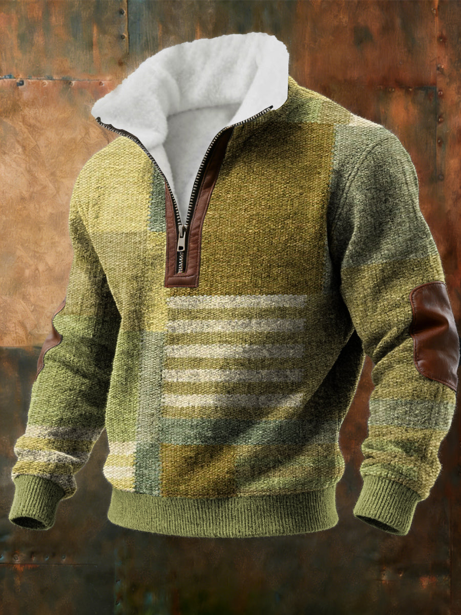 Sweat Homme Géométrique Art Doublé De Polaire