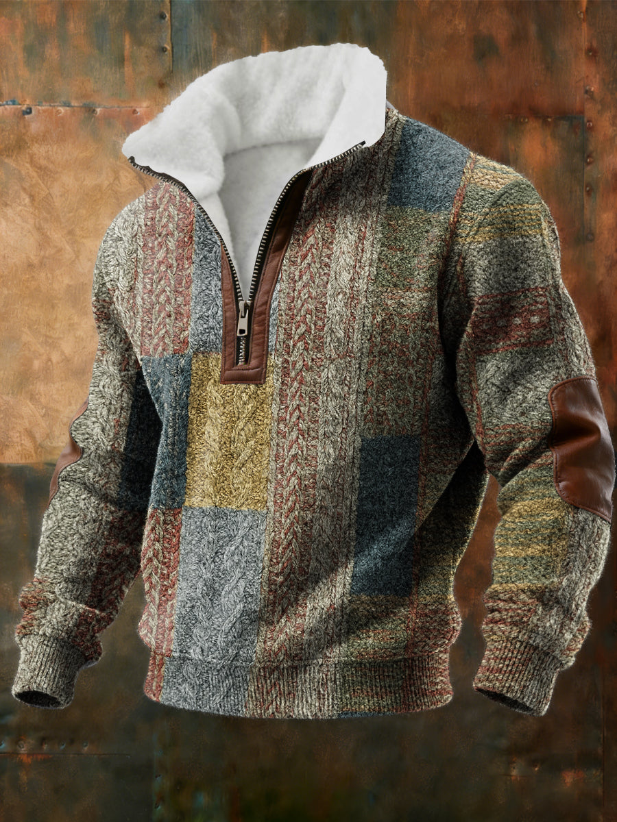 Sweat Homme Géométrique Art Doublé De Polaire