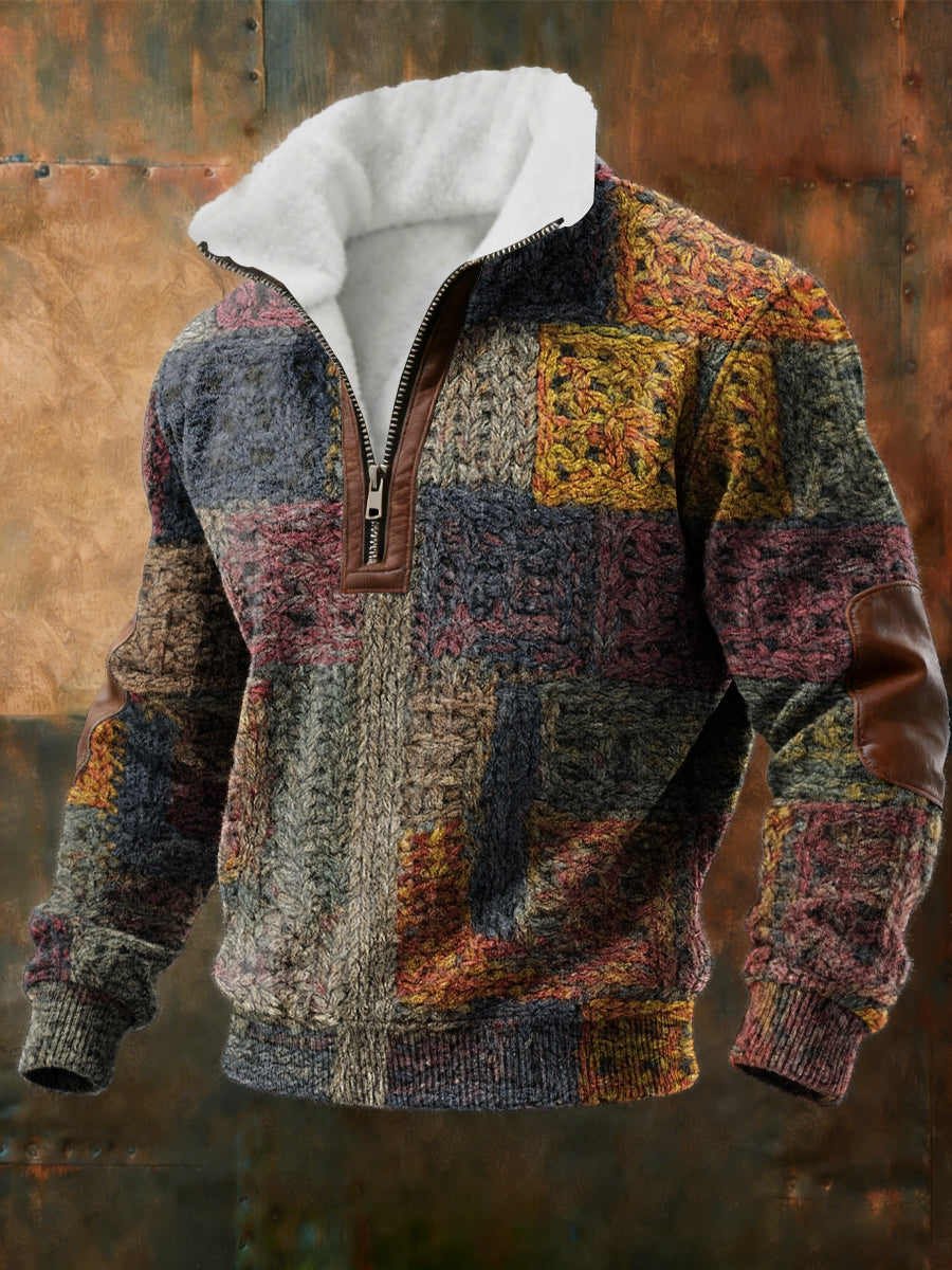 Sweat Homme Géométrique Art Doublé De Polaire