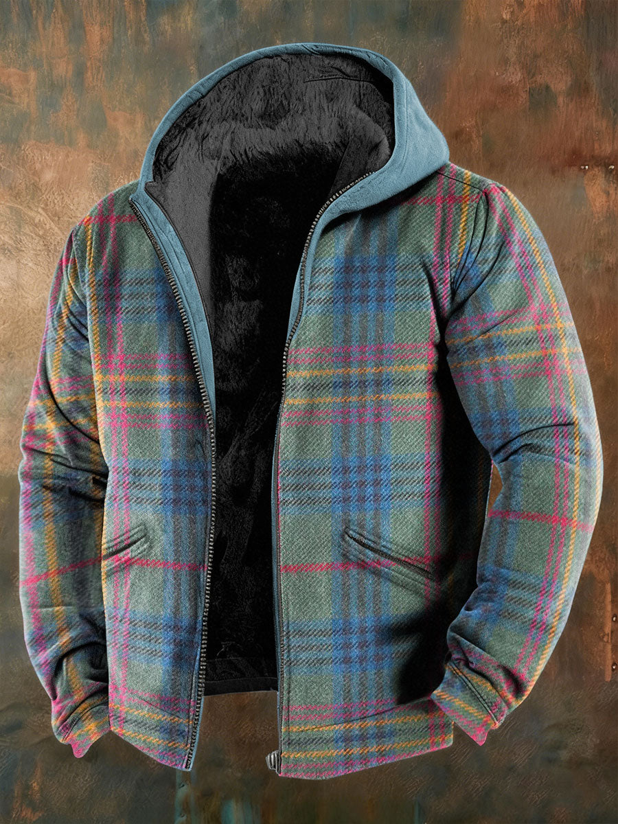 Men's Geometric Art Fleece-Lined Jacket