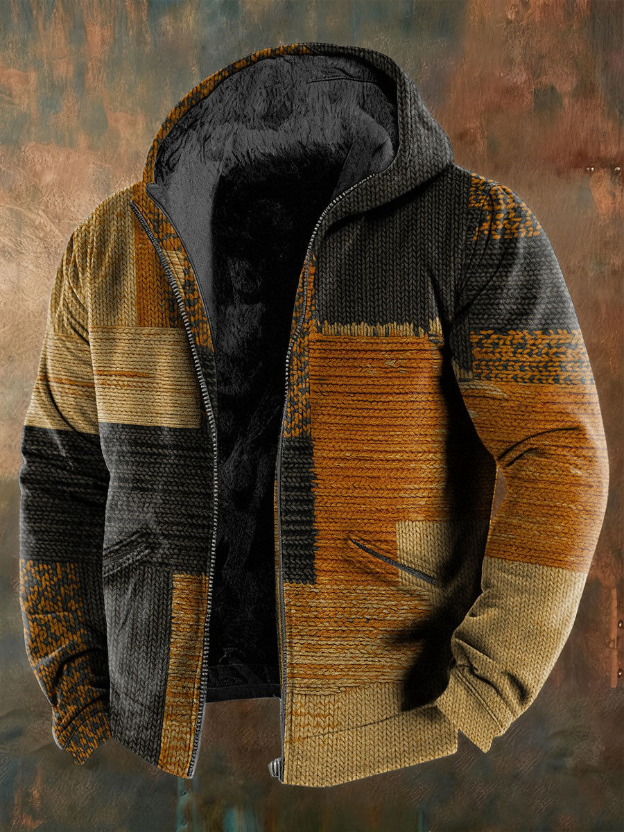 Men's Geometric Art Fleece-Lined Jacket