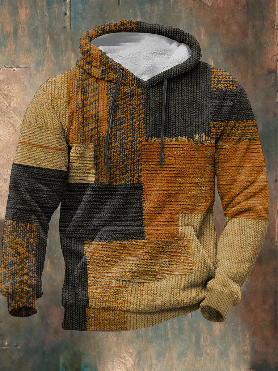Men's Geometric Art Flannel Hoodie