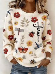 Sweat-shirt décontracté à imprimé floral pour femmes