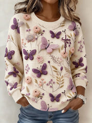 Sweat-shirt décontracté à imprimé floral pour femmes