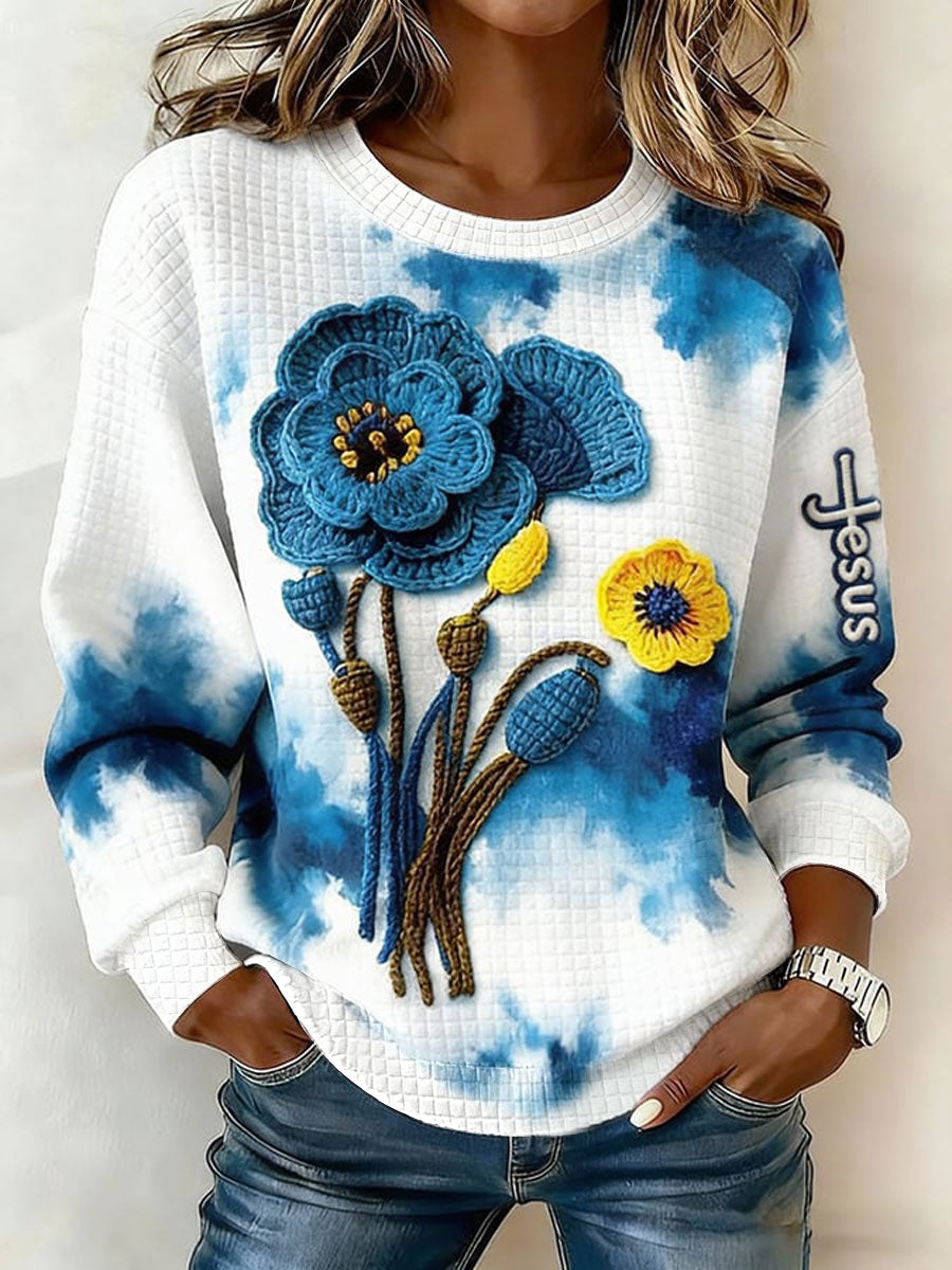 Sweat-shirt décontracté à imprimé floral pour femmes