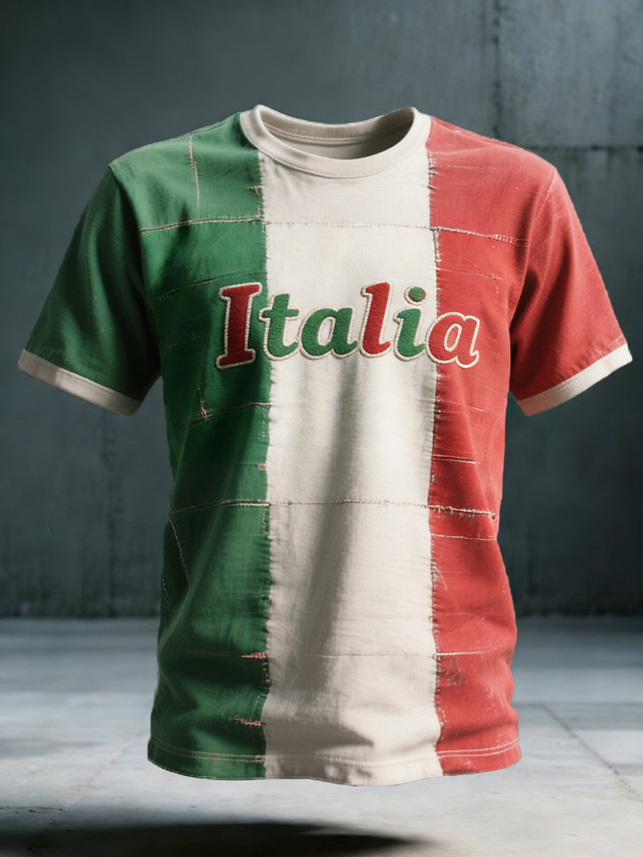 T-shirt vintage à imprimé d'inspiration italienne pour hommes