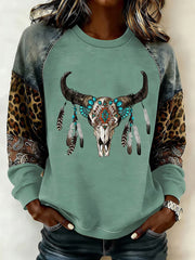 Sweat-shirt à manches raglan Vintage Western pour femme