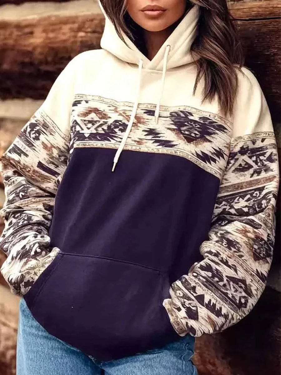 Sweat à Capuche Femme Motif Aztèque Vintage