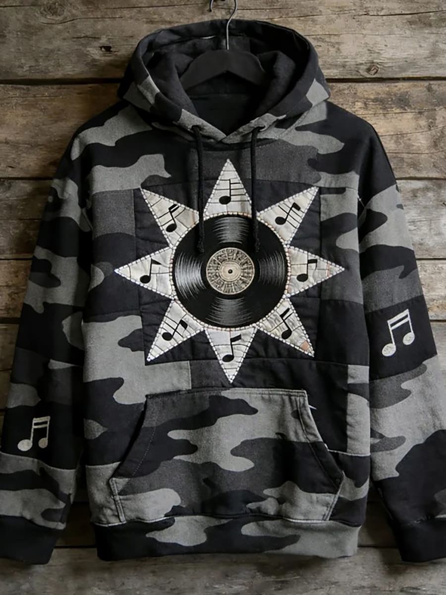 Sweat à capuche décontracté pour hommes avec poche Music Note Art Print