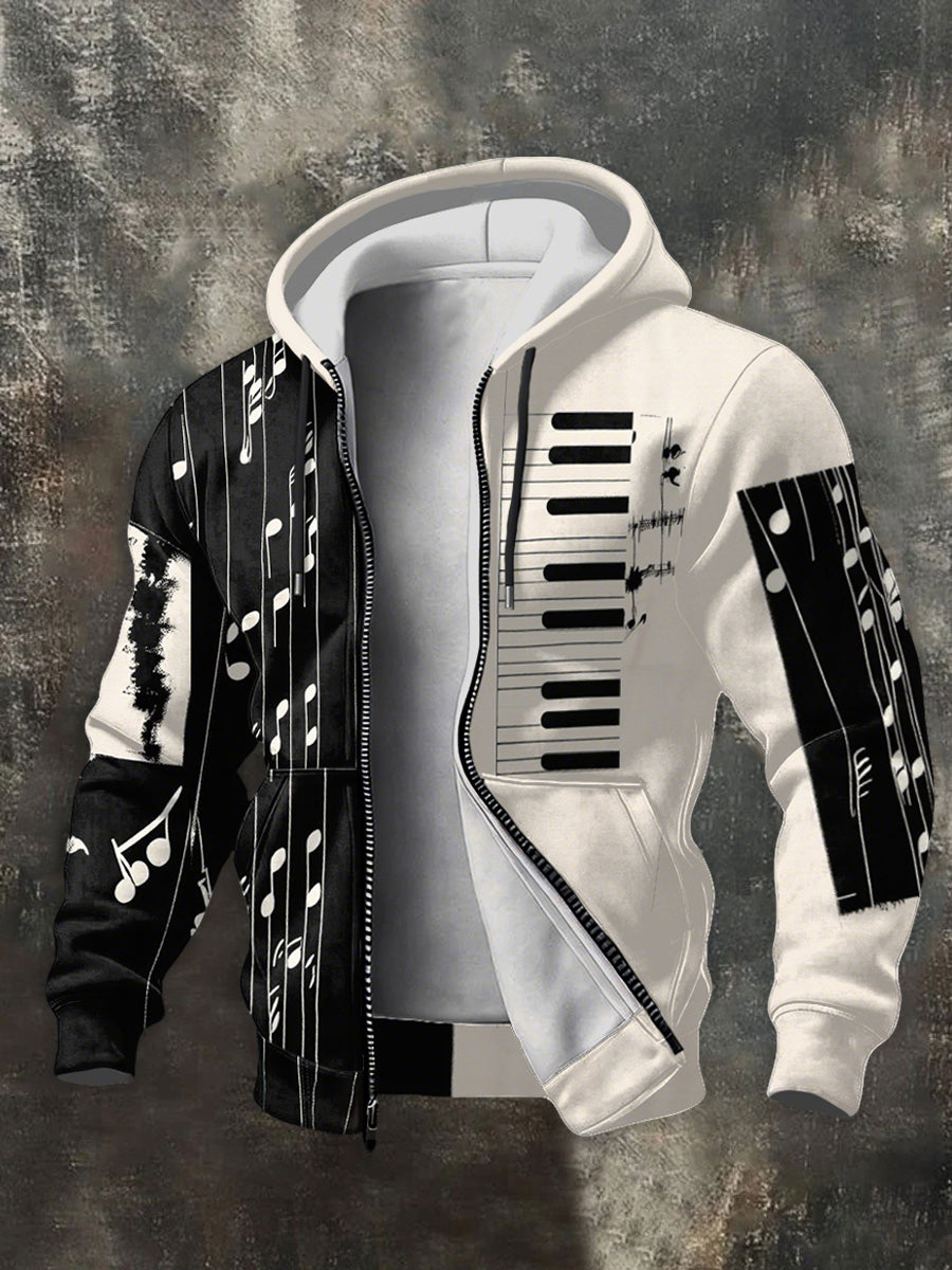 Sweat à capuche zippé Music Note Art Print pour homme