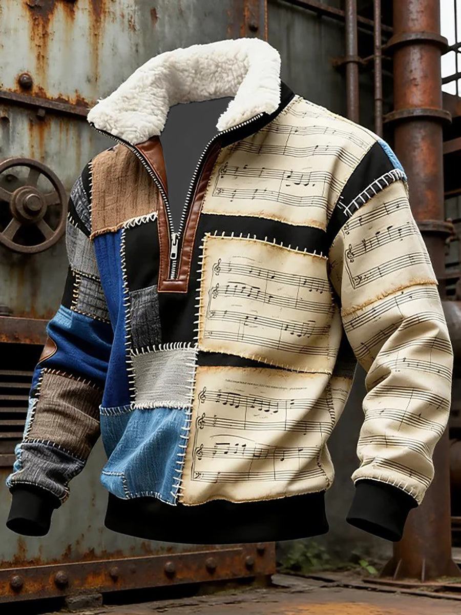 Sweat à capuche zippé bouffant pour homme Music Note Art Print
