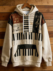 Sweat à capuche décontracté pour hommes avec poche Music Note Art Print