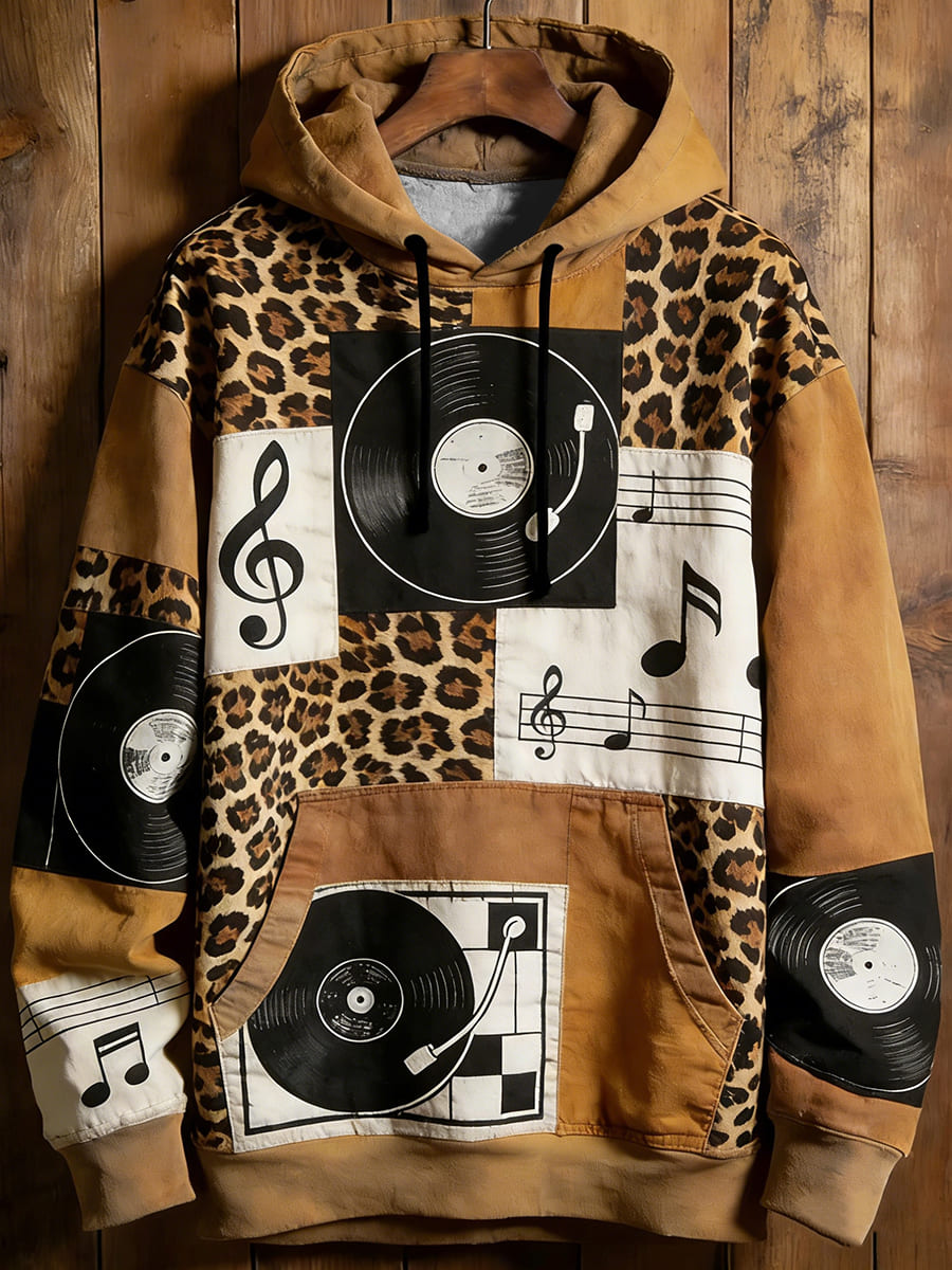 Sweat à capuche décontracté pour hommes avec poche Music Note Art Print