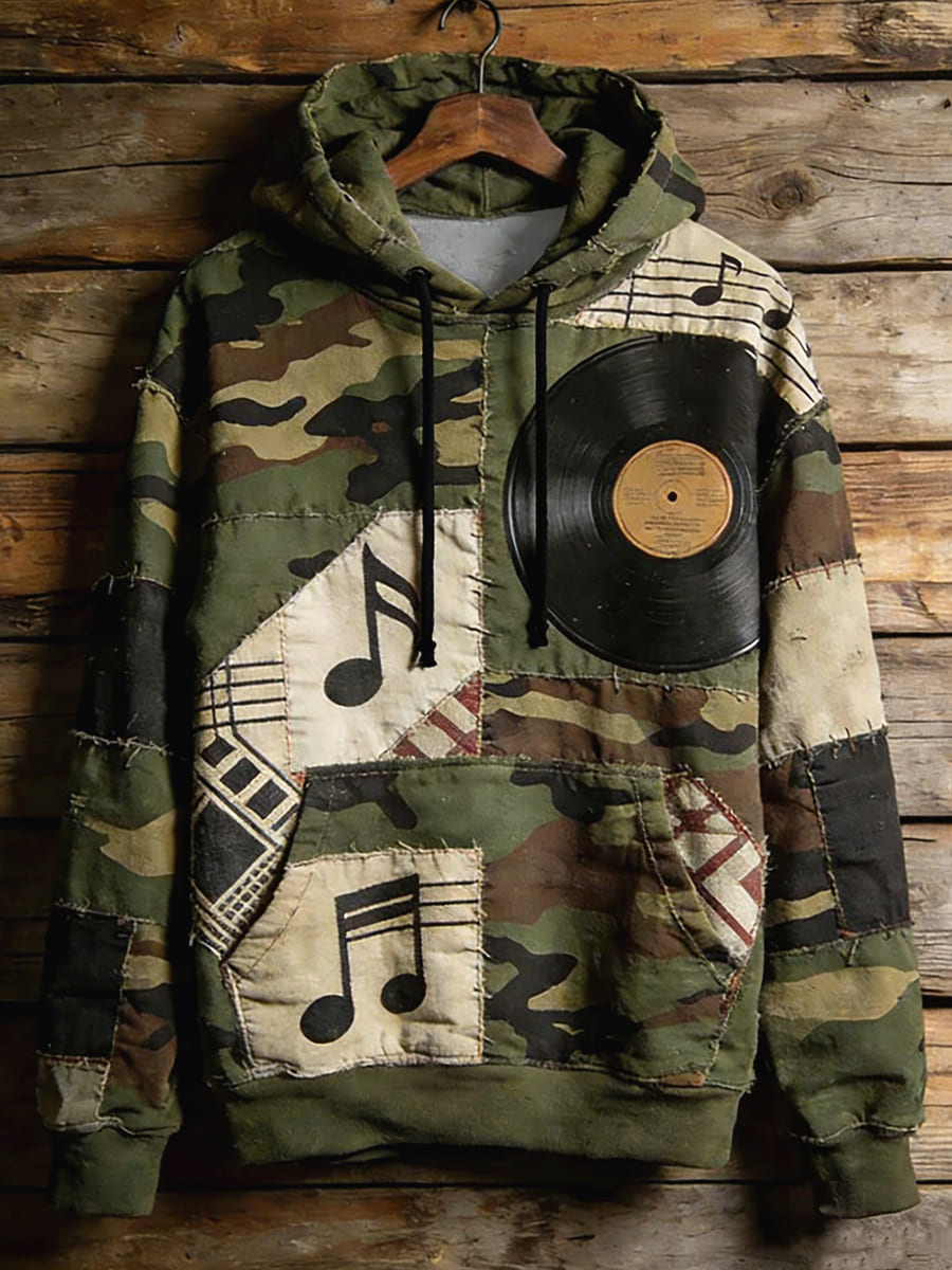Sweat à capuche décontracté pour hommes avec poche Music Note Art Print
