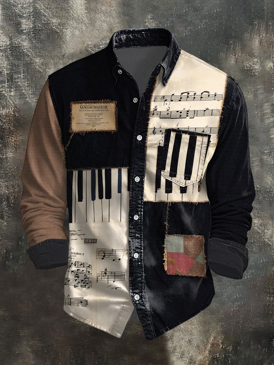 Chemise décontractée Music Note Art Print pour hommes