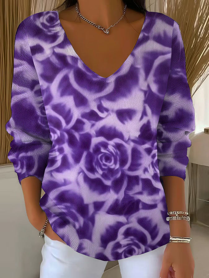 Top Décontracté Imprimé Art Violet Femme