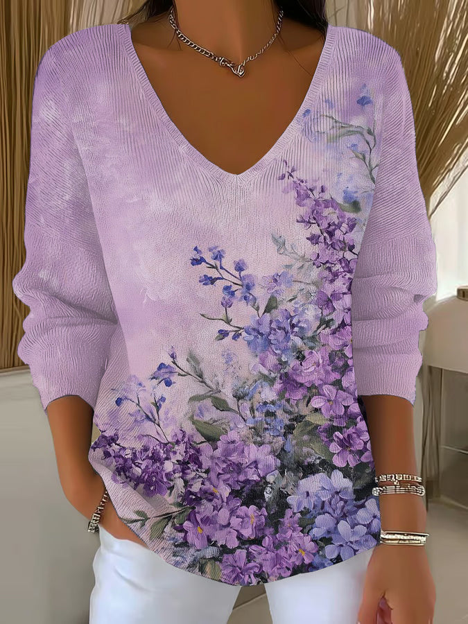 Top Décontracté Imprimé Art Violet Femme