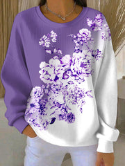 Sweat-shirt Décontracté Femme Violet Imprimé Art