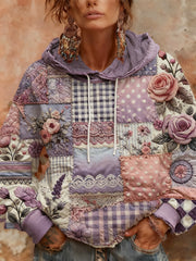 Femmes Alzheimer's Awareness Violet Floral Patchwork Capuche