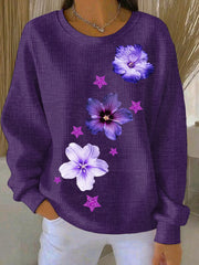 Sweat-shirt Décontracté Femme Violet Imprimé Art