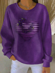 Sweat-shirt Décontracté Femme Violet Imprimé Art