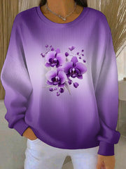 Sweat-shirt Décontracté Femme Violet Imprimé Art