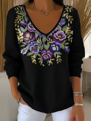 Haut Décontracté Violet Imprimé Floral Femme