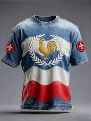 T-shirt à manches courtes Drapeau Français Le Coq Gaulois pour homme