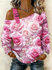 Hauts Femme Rose Rose Imprimé À Épaules Dénudées