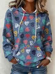 Top Sweat-shirt décontracté imprimé coeurs colorés pour femmes