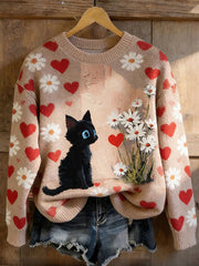 Hauts noirs à imprimé chat pour femmes