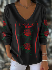 Hauts imprimés pour femmes England Rugby Roses Lover