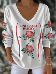 Hauts imprimés pour femmes England Rugby Roses Lover