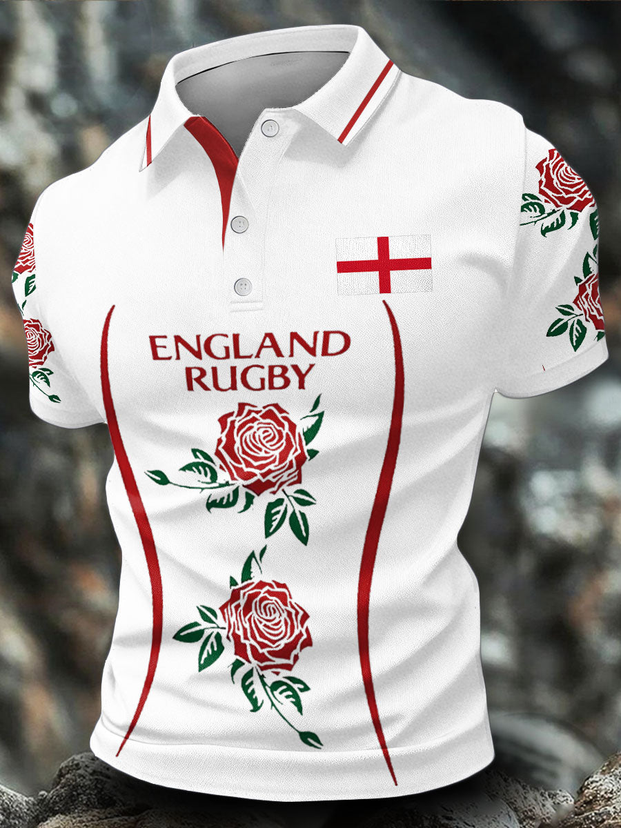 Hommes Angleterre Rugby Roses Lover Imprimé Casual Tops
