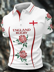 Hommes Angleterre Rugby Roses Lover Imprimé Casual Tops