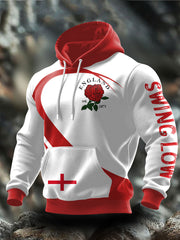 Sweat à capuche imprimé England Rugby Roses Lover pour homme