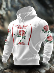 Sweat à capuche imprimé England Rugby Roses Lover pour homme
