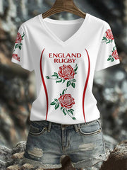 T-shirt imprimé England Rugby Roses Lover Femme