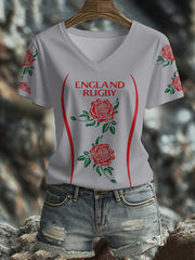 T-shirt imprimé England Rugby Roses Lover Femme