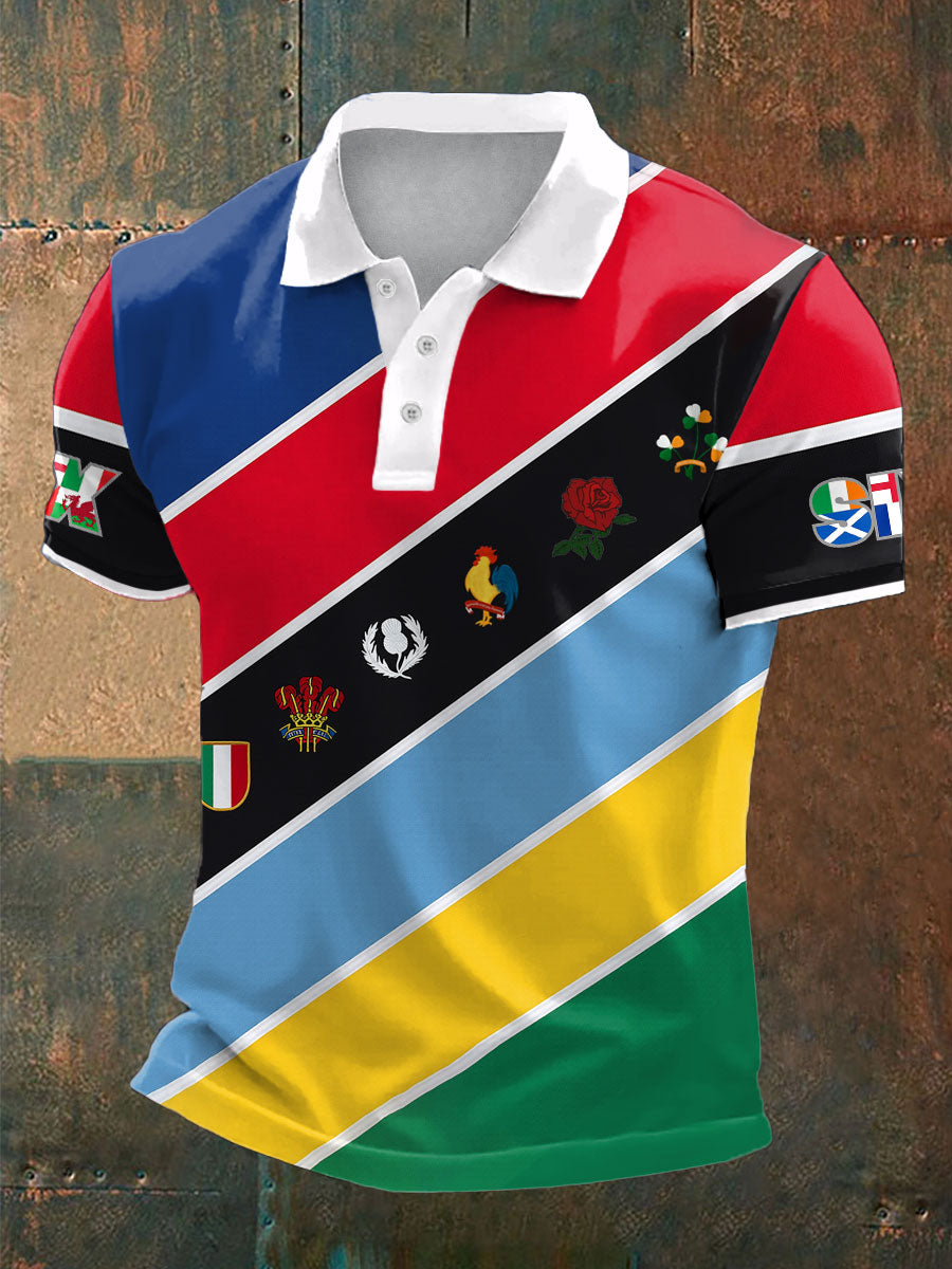 Hommes de Rugby Lover Game of Nations Imprimé Casual Tops