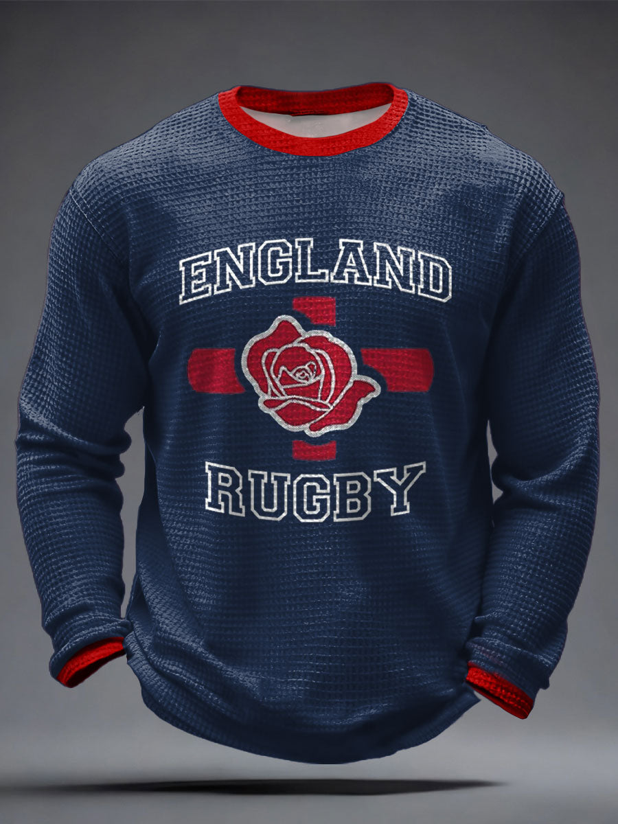 Hommes Angleterre Rugby Lover Imprimé Waffle Tops
