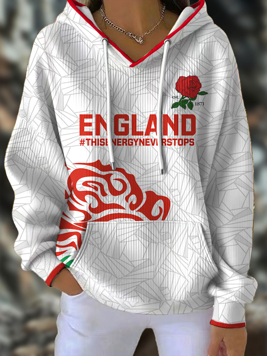 Sweat à capuche pour femme England Rugby Roses Lover