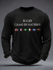Tops imprimés à gaufres pour hommes Nations of Rugby Lover